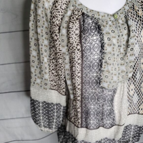 Fig & Flower semisheer top peasant sleeve boho PM - Picture 5 of 6